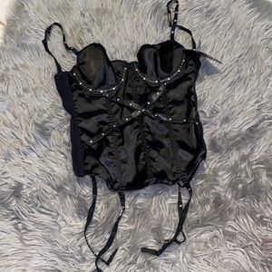 Fredericks of Hollywood black corset w/panty